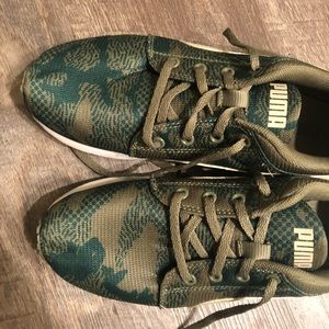 Green camo style Puma sneakers